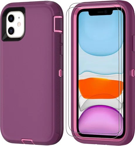 Vista 38 de Jshru para iPhone XR Funda con [2 Pack] Protector de Pantalla HD, [Grado Militar] 3-en-1 Resistente Protector de Cuerpo Completo a Prueba de Negro