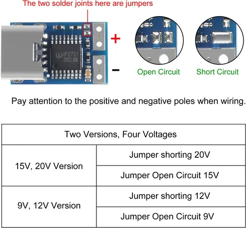 Vista 5 de AITRIP 5 unidades PDC004-PD PD Módulo señuelo de señuelo, USB-C PD 12 V CC módulo de disparo de potencia de voltaje fijo 5A Tipo-C entrada hembra