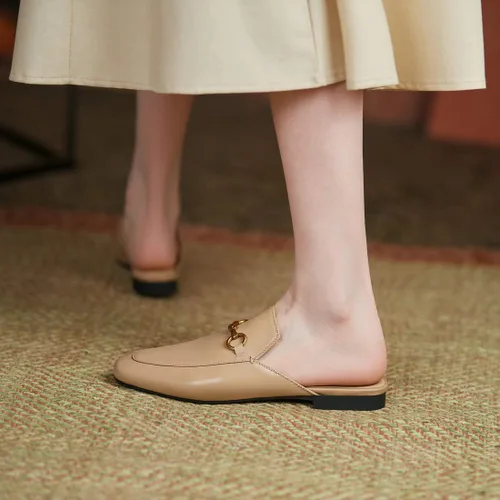 Vista 3 de Arqa - Mocasines de cuero para mujeres, sin cordones, sin respaldo, de tacón bajo, para deslizar el pie