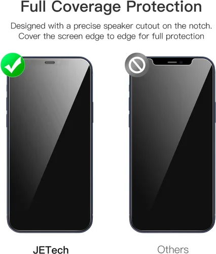 Vista 2 de JETech Protector de pantalla de cobertura completa para iPhone 12/12 Pro de 6.1 pulgadas, película de vidrio templado 9H, compatible con fundas