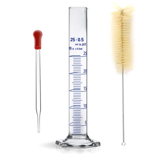 Vista 10 de Cilindro graduado de vidrio grueso para medir líquidos de laboratorio con base hexagonal viene con un gotero de vidrio (vidrio, 5ML)