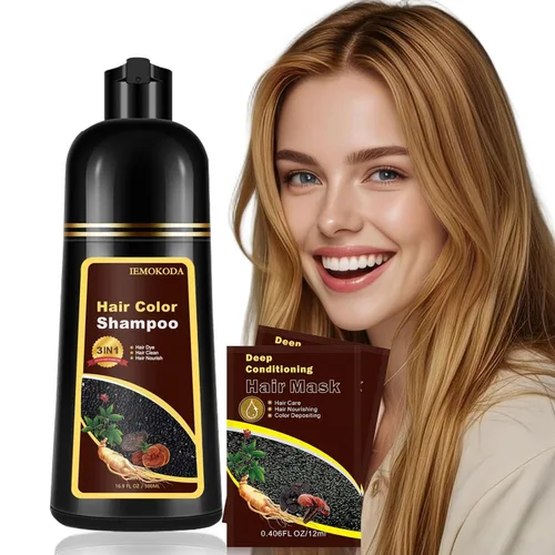 Vista 17 de Champú de tinte para cabello negro para cabello gris, champú instantáneo de color de cabello, champú de larga duración, champú para cabello negro