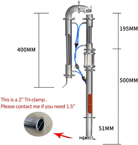 Vista 2 de Nueva torre de destilación tubular con malla de cobre de vidrio de vista 1.5 '' 2 '' equipo de elaboración de cerveza doméstica destilador moonshine