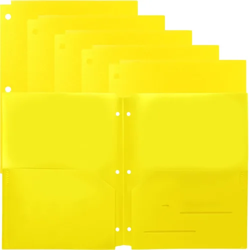 Vista 8 de Youngever Paquete de 6 carpetas de plástico resistente con dos bolsillos, separadores de carpetas con bolsillo, carpeta perforadora de 3 agujeros