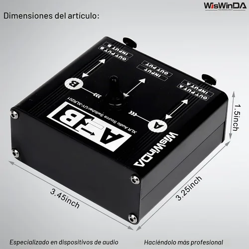 Vista 5 de Pro XLR Pasivo A/B Switch Box Diseño de operación reversible Convertidor de audio equilibrado de 2 canales HiFi Selector de audio estéreo sin