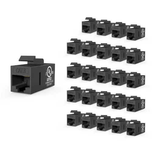 Vista 13 de VCE Acoplador Keystone CAT6 con certificación UL, paquete de 25 unidades, acoplador Ethernet hembra a hembra, acoplador RJ45 para CAT6/CAT5e/CAT5