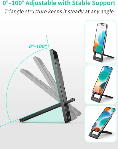 Vista 4 de Aoviho Soporte de teléfono para escritorio, soporte de teléfono de aluminio plegable ultrafino, soporte portátil de viaje y oficina para teléfono