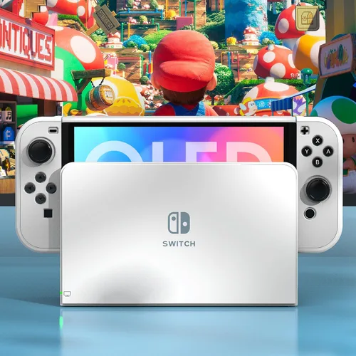 Vista 8 de HSTOP Funda acoplable para Nintendo Switch OLED 2021, funda protectora de PC para Switch OLED con cómoda funda de agarre Joy-Con y 6 tapas