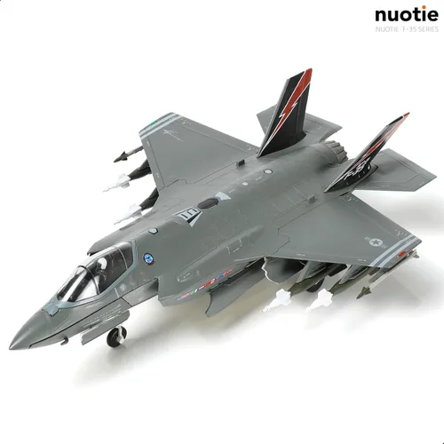 Vista 5 de NUOTIE 1/72 F-35A Lighting II Avión de combate Modelo de avión de combate Fuerza Aérea de los Estados Unidos AF-01 avión fundido a presión