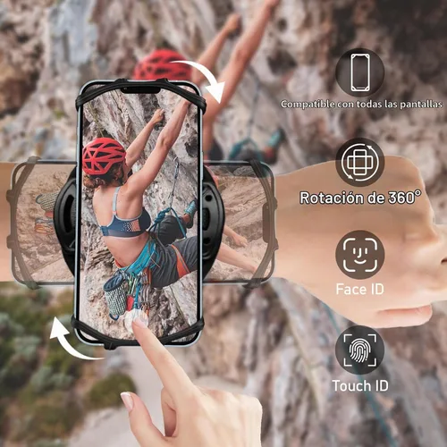 Vista 3 de Soporte de teléfono para correr, brazaletes de antebrazo giratorio de 360° y desmontable, compatible con todos los teléfonos celulares de 4.5 a 7
