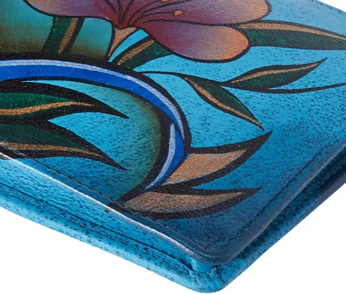 Vista 4 de Anuschka Anna por pintada a mano Organizador cartera de piel, Denim Paisley Floral titular de la tarjeta de crédito