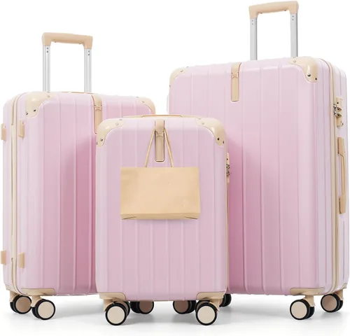 Vista 15 de Merax 3 piezas expandible ABS Hardshell equipaje Sets Spinner Wheel Maleta TSA Lock Suit Case, Apertura frontal negra, Juego de 2 piezas, Maleta