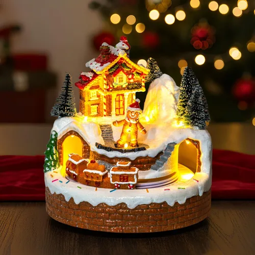 Vista 10 de Árbol de Navidad Iluminado y Animado Escena de Natividad del Pesebre, Figuras Musicales de la Familia de Ángeles con Luz LED que Reproduce Música