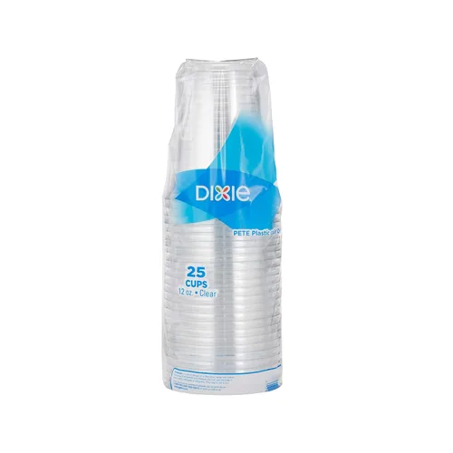 Vista 4 de Dixie - Vasos fríos de plástico PETE de 12 onzas, CPET12DX, 500 tazas, transparentes, 25 tazas por manga, 20 fundas por caja