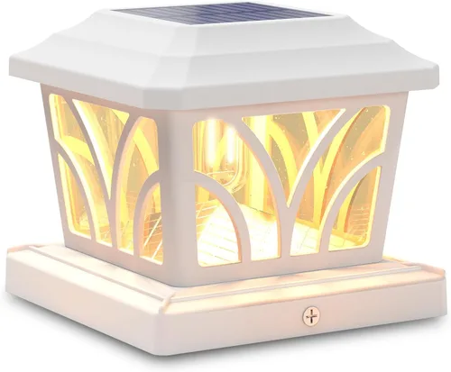 Vista 9 de SIEDiNLAR - Faroles solares para postes exteriores, de aluminio y vidrio, 2 modos, 20 lúmenes, bombillas LED Edison para postes de 4x4, 5x5, 6x6