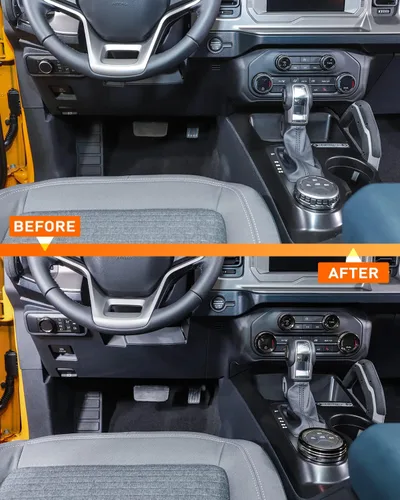 Vista 4 de Savadicar CKT01 Billet - Juegos de molduras de perillas de control de aluminio, faros/4WD/HVAC, biseles de anillos de perillas de control
