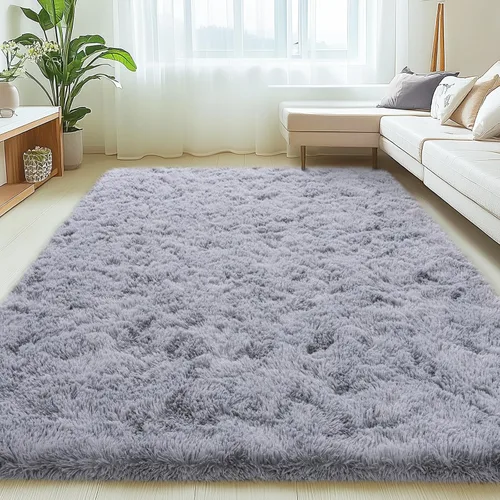 Vista 79 de Mugorn - Alfombras suaves y esponjosas de 2 x 3 pies para el hogar, alfombra pequeña con 4 mallas antideslizantes, color negro, 2 x 3 pies