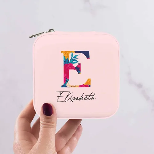 Vista 4 de MyPupSocks Joyeros y organizadores personalizados para mujeres, personalizables, con monograma, nombre, estuche de joyería de viaje, caja