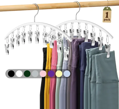 Vista 24 de Organizador de leggings para armario, perchas de metal para pantalones de yoga, 1 paquete con 10 clips con capacidad para 10 leggings, organizador