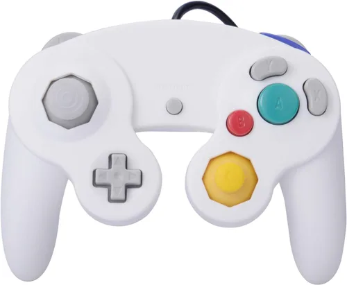 Vista 7 de ONE250 Paquete de 2 controladores Classic Shock Joypad con cable, compatibles con Wii NGC Gamecube Game Cube (blanco y blanco)