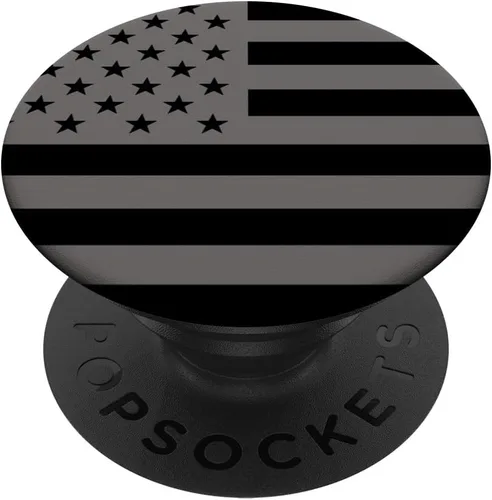 Vista 7 de PopSockets PopWallet de bandera estadounidense negra para MagSafe