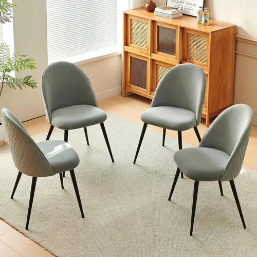 Vista 15 de Homedot Juego de mesa de cocina y comedor para 4, mesa de comedor de madera de nogal, redonda y tapizada, juego de sillas laterales de cocina