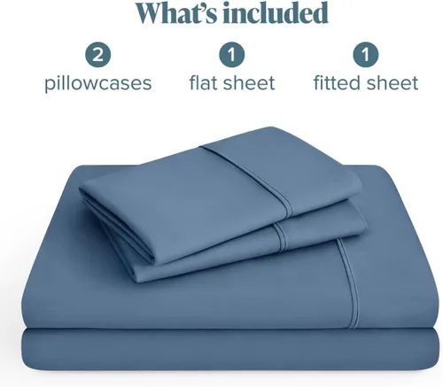 Vista 180 de Bare Home Sheet Set 1800 Ultra-Soft with 2 Pillowcases (Twin XL, Dark Blue)