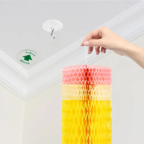 Vista 6 de Paquete de 10 ganchos de techo autoadhesivos con línea para colgar linternas de papel de 80 pies, ganchos de pared de techo extraíbles sin daños