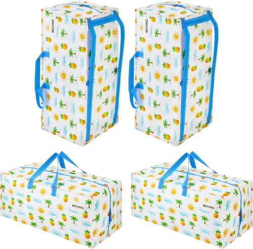 Vista 25 de VENO Paquete de 6 bolsas de mudanza resistentes con correas de mochila, cremalleras y asas, bolsas de embalaje extragrandes para artículos