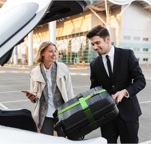Vista 6 de 2 correas de equipaje de 78 x 2 pulgadas, correas de equipaje anchas ajustables, accesorios de viaje, verde y cerradura de combinación