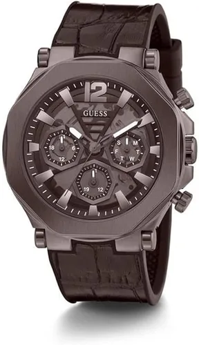 Vista 5 de GUESS US - Reloj multifunción de cuero marrón para hombre Cuero marrón