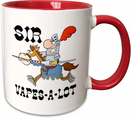 Vista 7 de dooni diseños – Funny Sir Knight diseños – Funny Knight Sir Vapes a lot – Tazas, Azul/Blanco