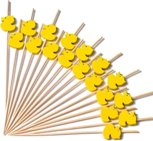 Vista 7 de PuTwo palillos de cóctel hechos a mano 300 unidades palillos de cóctel de bambú natural con cuentas cúbicas en los extremos, ecológicos, pinchos