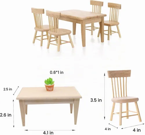 Vista 3 de Hiawbon Juego de cocina miniatura a escala 1:12 Mini muebles de madera