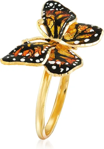 Vista 3 de Ross-Simons Italian 18kt Yellow Gold Butterfly Ring With Enamel