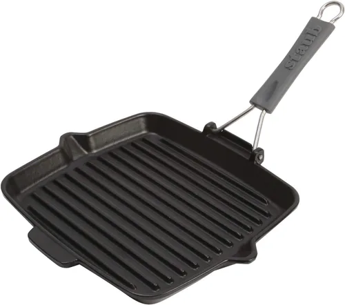 Vista 4 de Staub Parrilla plegable rectangular de hierro fundido de 13.4 x 8.3" - Negro mate, fabricada en Francia