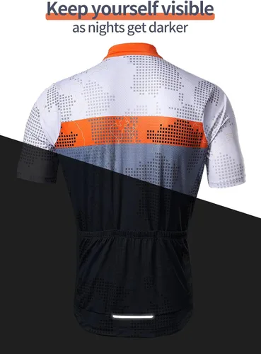 Vista 5 de BERGRISAR Camisetas de ciclismo para hombre, manga corta, ropa de ciclismo con bolsillos reflectantes