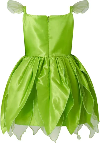 Vista 3 de fyclemt Disfraz de princesa de hadas de flores, conjunto para niñas, disfraz de Halloween con alas de mariposa