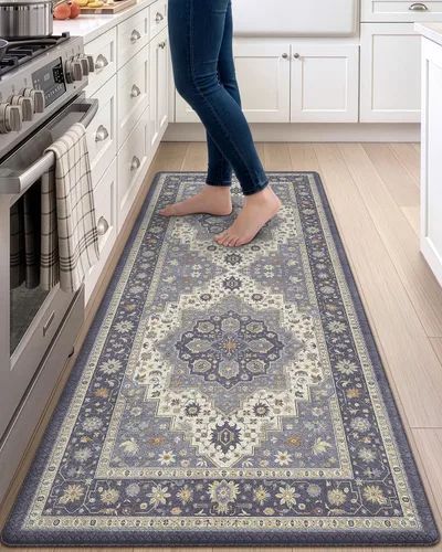 Vista 39 de DEXI Alfombrillas de cocina acolchadas antifatiga, 24 x 87 pulgadas, color Beige claro