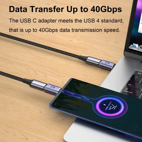 Vista 3 de AreMe - Paquete de 2 adaptadores USB C macho a hembra, color morado