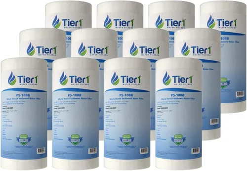 Vista 15 de Tier1 Filtro de agua de 1 micrón de 10 x 4.5 pulgadas Filtro de agua de sedimentos de polipropileno hilado para toda la casa Reemplazo