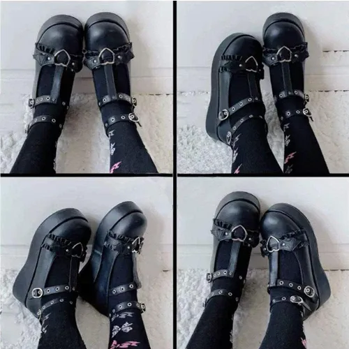 Vista 4 de AOSPHIRAYLIAN Zapatos Mary Janes negros para mujer puntera redonda hebilla al tobillo correa en T vestido de verano plataforma de plataforma