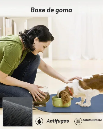 Vista 5 de Tapete absorbente de comida para perros y gatos, tapete para comida y agua, tapete de secado rápido para alimentos para mascotas, almohadilla de Azul