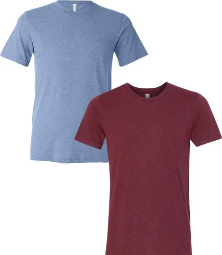 Vista 230 de Bella Canvas 3413c para hombre (1) Triblend verde + (1) Triblend rojo