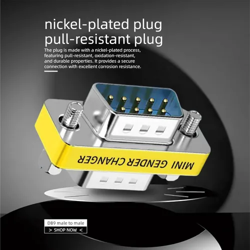 Vista 4 de Adaptador de módem nulo de conector db9, adaptador VGA serie de 9 pines RS232 db9 cambiador de género, para transferencia de datos de computadora