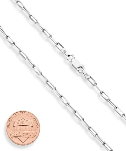 Vista 2 de Miabella Collar de cadena de eslabones de clip de plata de ley 925 maciza italiana de 0.098 in para mujeres y hombres, fabricado en Italia