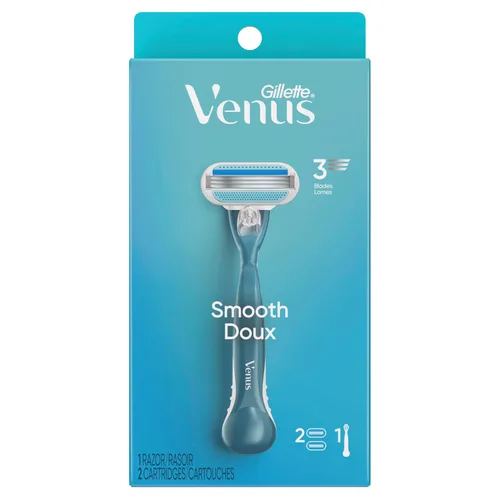 Vista 10 de Gillette Venus Smooth Razor para mujeres, incluye 1 mango de afeitar reutilizable + 2 recambios de 3 cuchillas, mango ergonómico de agarre suave
