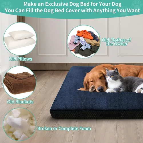 Vista 5 de COSHNIBI Fundas de cama de repuesto lavables para perro, fundas de cama impermeables, repuesto de felpa suave con cremallera y extraíbles para Azul