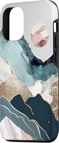 Vista 2 de Funda colorida para iPhone 15 Boho Chic Floral Paisaje Naturaleza Montañas