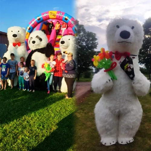 Vista 6 de Disfraz inflable de oso polar de felpa para Halloween, boda, fiesta de lujo, deporte, actividad de marketing, traje de cosplay